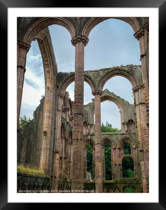 Fountains Abbey columns Framed Mounted Print by Chris Rose