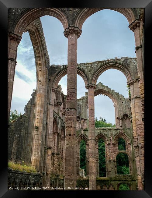 Fountains Abbey columns Framed Print by Chris Rose