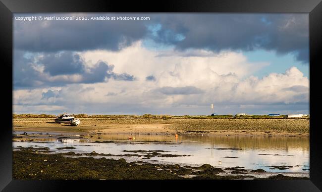 The Tide Creeps in to Red Wharf Bay Anglesey Panor Framed Print by Pearl Bucknall