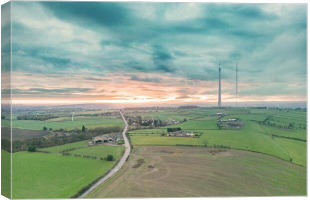 Emley Moor Sunrise Canvas Print by Apollo Aerial Photography