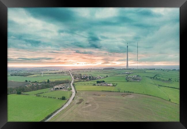 Emley Moor Sunrise Framed Print by Apollo Aerial Photography