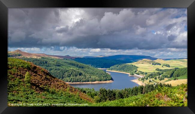 Storm clouds Gathering Over Ladybower Reservoir  Framed Print by Craig Yates