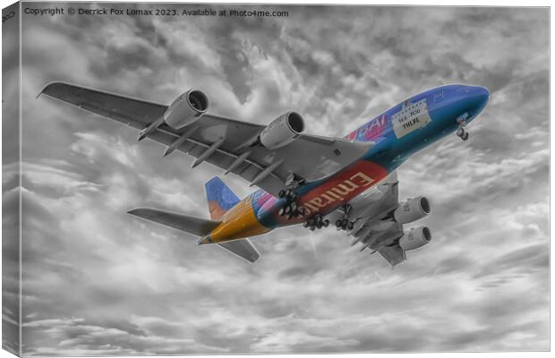 Emirates Airbus A380  Canvas Print by Derrick Fox Lomax