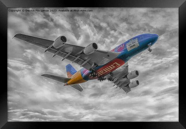  Emirates Airbus A380  Framed Print by Derrick Fox Lomax