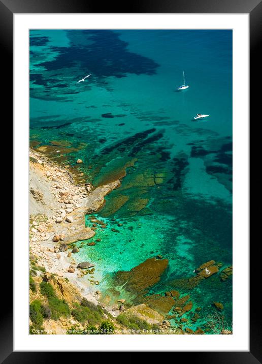 Moored sailboats in Calpe Framed Mounted Print by Vicente Sargues