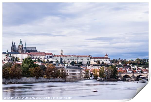 View Towards Charles Bridge Over The River Vltava In Prague, Cze Print by Peter Greenway