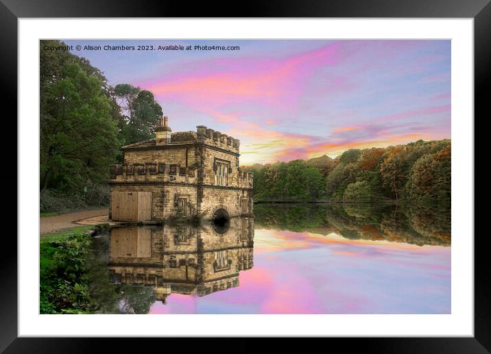 Newmillerdam Boathouse  Framed Mounted Print by Alison Chambers