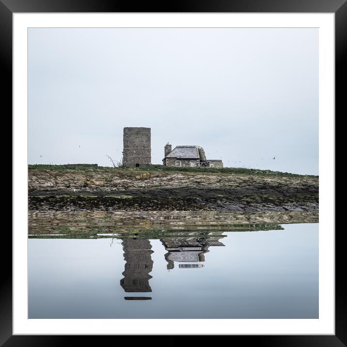 Old Lighthouse and Keepers' Cottage, Brownsman Isl Framed Mounted Print by Mark Jones