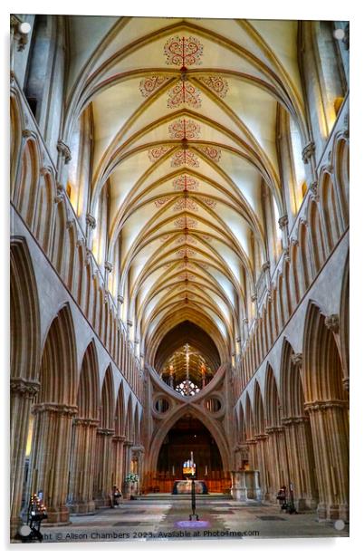 Wells Cathedral Interior  Acrylic by Alison Chambers
