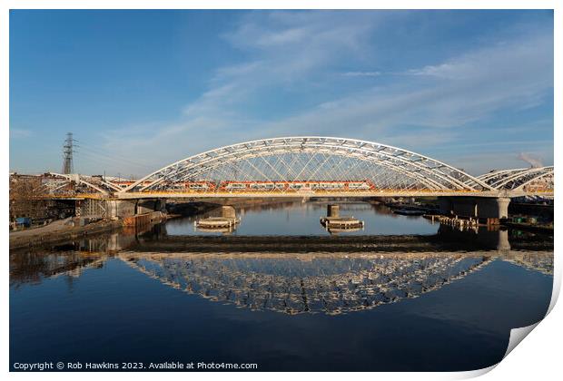 Krakow railway bridge reflections Print by Rob Hawkins