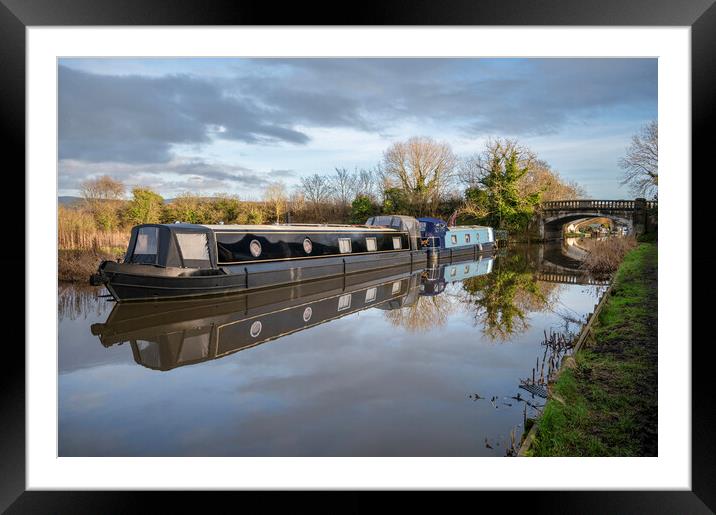 Canal Boat Reflections Framed Mounted Print by Gary Kenyon