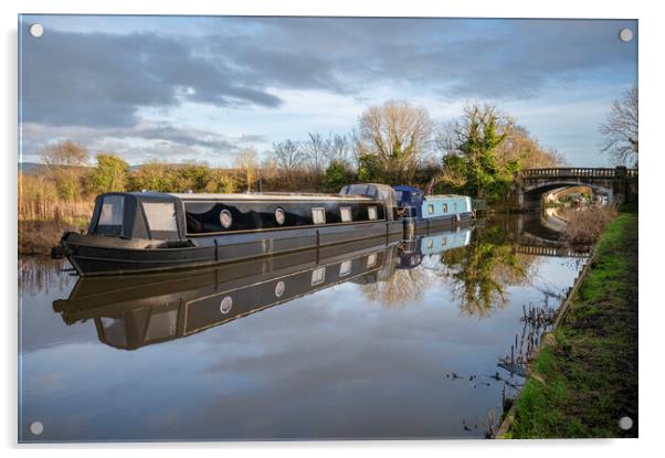 Canal Boat Reflections Acrylic by Gary Kenyon