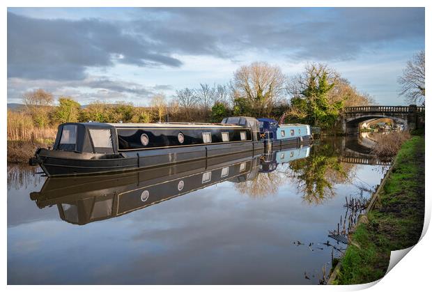 Canal Boat Reflections Print by Gary Kenyon