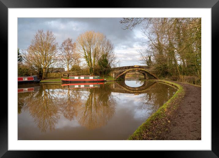 Canal Reflections near the stone bridge Framed Mounted Print by Gary Kenyon
