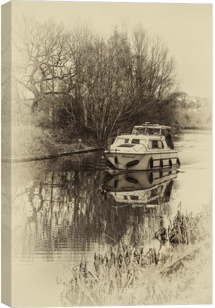 Canal Boat Sailing Canvas Print by Gary Kenyon
