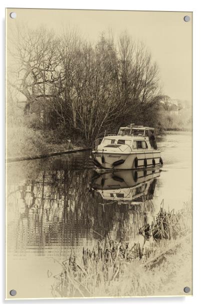 Canal Boat Sailing Acrylic by Gary Kenyon