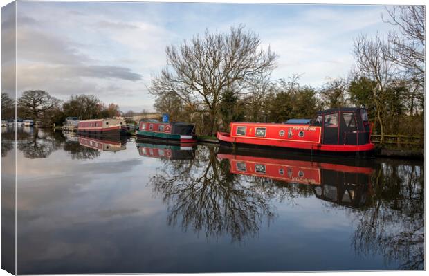 Canal Boat Reflections Canvas Print by Gary Kenyon