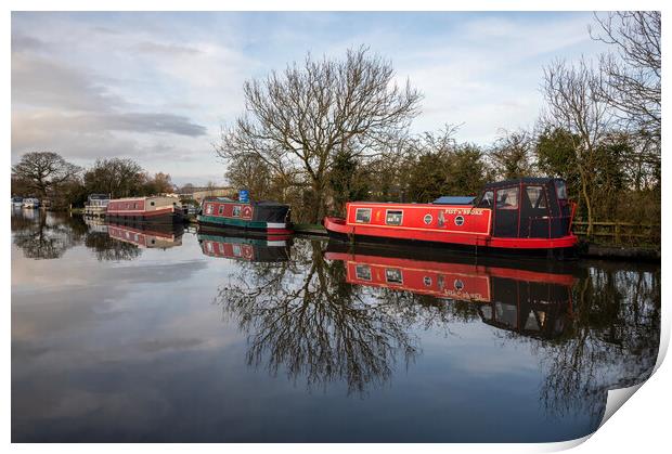 Canal Boat Reflections Print by Gary Kenyon