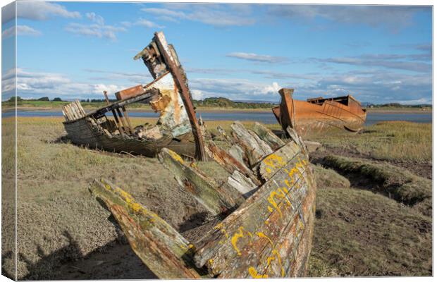 The three wrecks on the River Wyre Canvas Print by Gary Kenyon