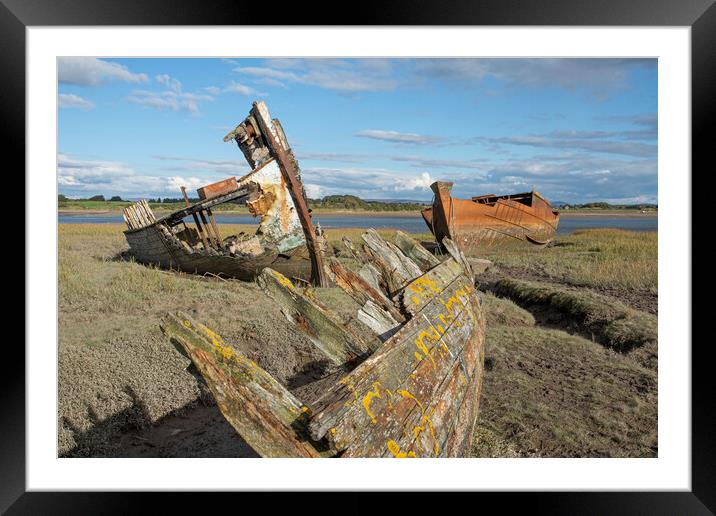 The three wrecks on the River Wyre Framed Mounted Print by Gary Kenyon