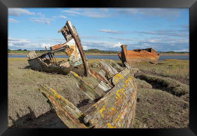 The three wrecks on the River Wyre Framed Print by Gary Kenyon