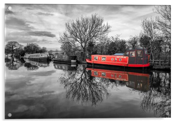 Red Canal Boat Acrylic by Gary Kenyon