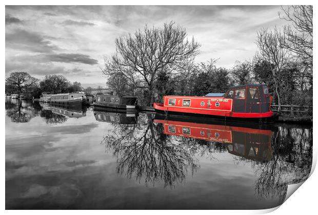 Red Canal Boat Print by Gary Kenyon