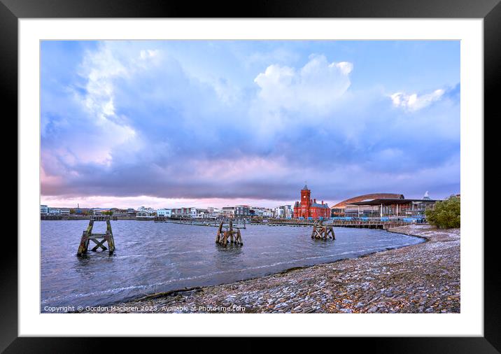 Winter Sunset over Cardiff Bay Framed Mounted Print by Gordon Maclaren