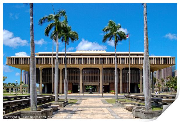 Hawaii State Capitol - Honolulu Print by Laszlo Konya
