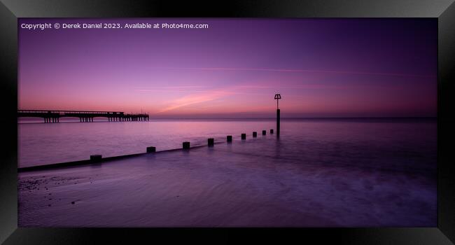 Majestic Sunrise at Boscombe Pier Framed Print by Derek Daniel