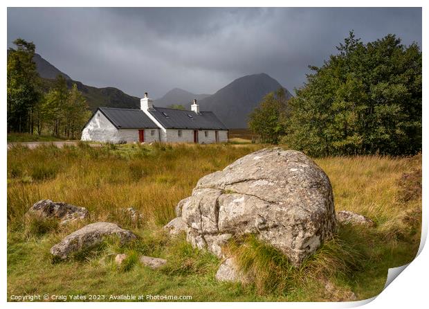 Black Rock Cottage Glencoe Scotland Print by Craig Yates