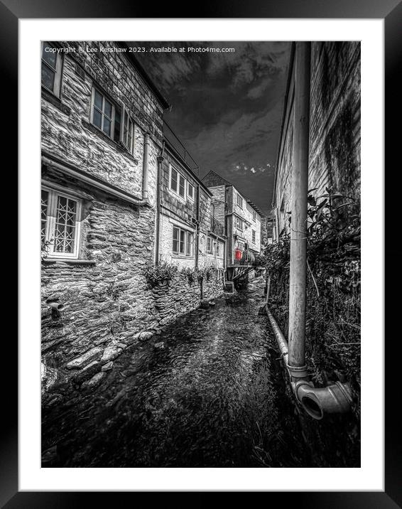 Serene Polperro: Stream Adorns Iconic House Framed Mounted Print by Lee Kershaw
