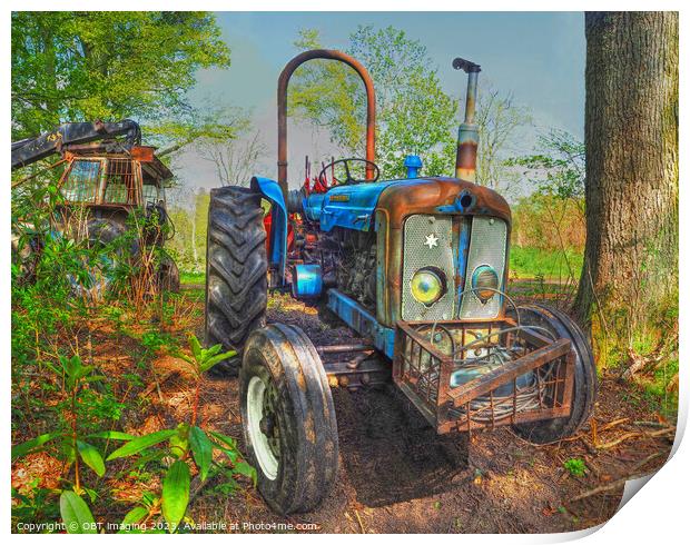 Tractor Blue Classic Ford Fordson Major 1960 Print by OBT imaging