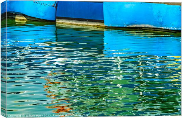 Boats Water Reflection Abstract Bayside Marina Miami Florida Canvas Print by William Perry