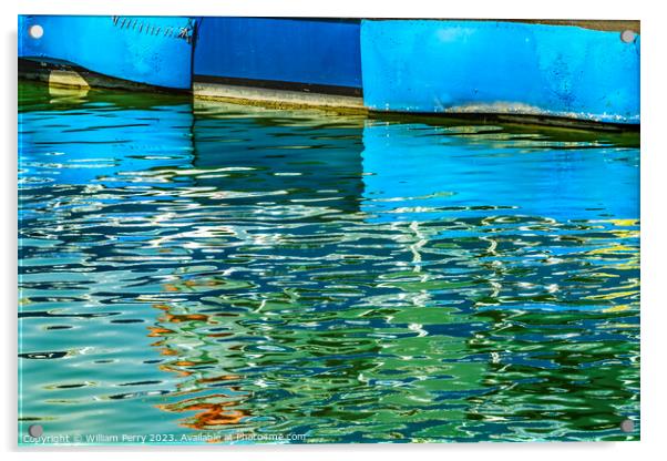 Boats Water Reflection Abstract Bayside Marina Miami Florida Acrylic by William Perry
