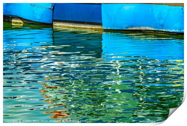 Boats Water Reflection Abstract Bayside Marina Miami Florida Print by William Perry
