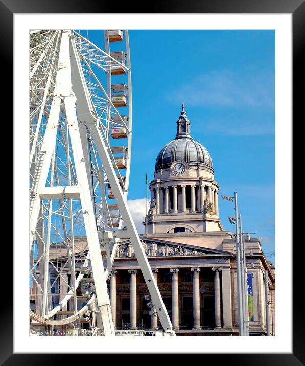 Nottingham town hall and big wheel. Framed Mounted Print by john hill
