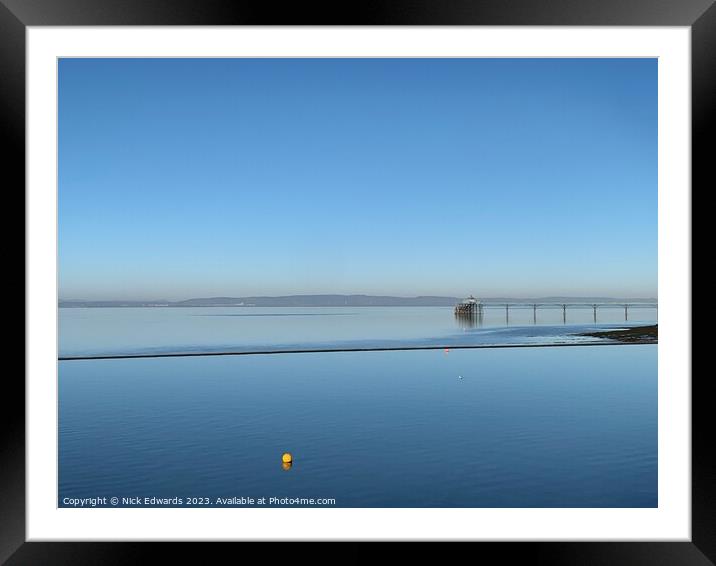 Clevedon Marine Lake and Pier Framed Mounted Print by Nick Edwards