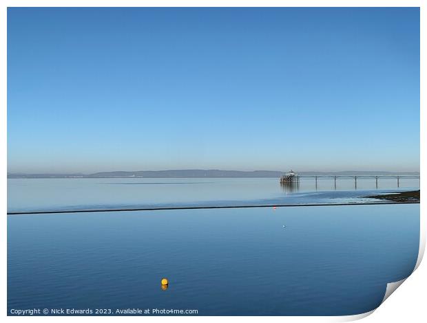 Clevedon Marine Lake and Pier Print by Nick Edwards