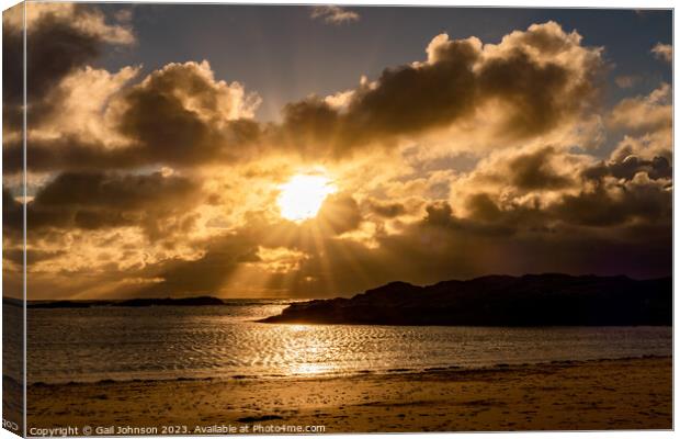 Sunset at the beach on the Isle of Angelsey North Wales  Canvas Print by Gail Johnson
