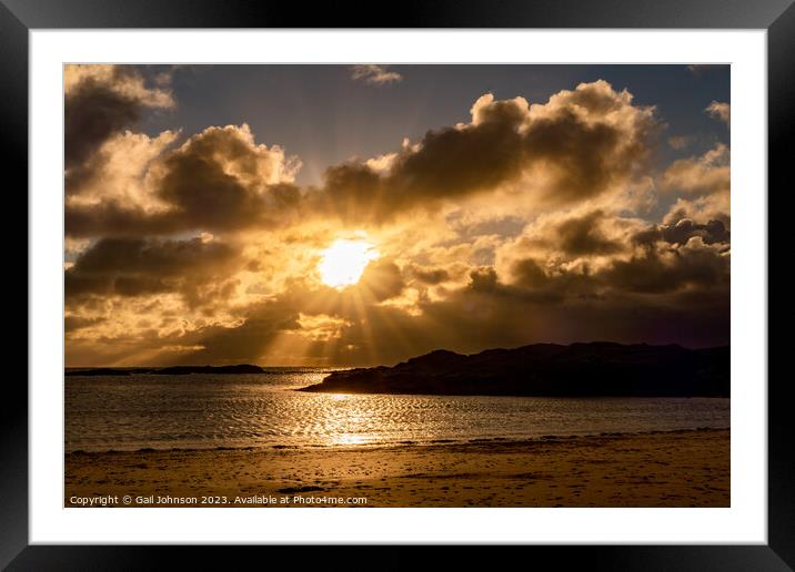 Sunset at the beach on the Isle of Angelsey North Wales  Framed Mounted Print by Gail Johnson