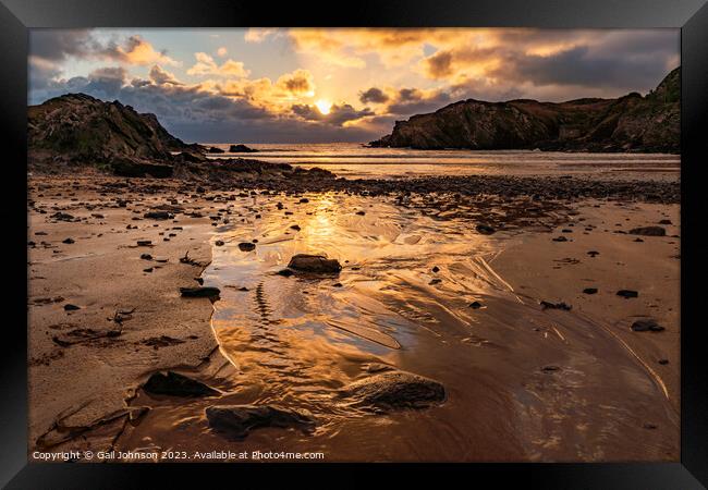 Sunset at the beach on the Isle of Angelsey North Wales  Framed Print by Gail Johnson