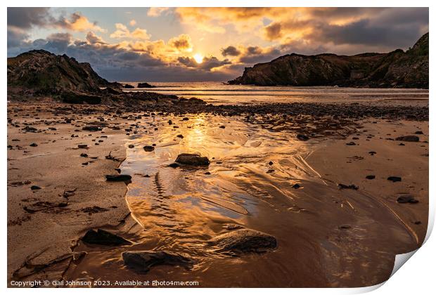 Sunset at the beach on the Isle of Angelsey North Wales  Print by Gail Johnson