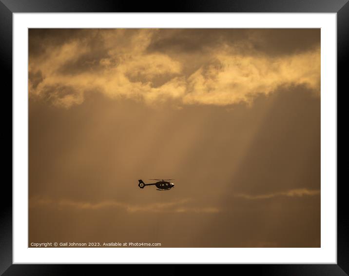 Squirrel Helicopter in the sunset  Framed Mounted Print by Gail Johnson