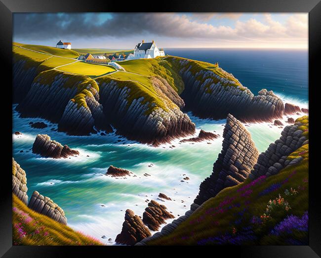 Last House on the Clifftop Framed Print by Roger Mechan