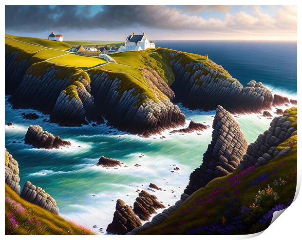 Last House on the Clifftop Print by Roger Mechan