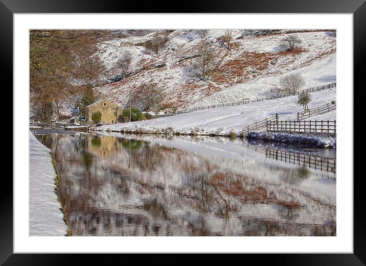 Winter on the canal at Summit. Framed Mounted Print by David Birchall