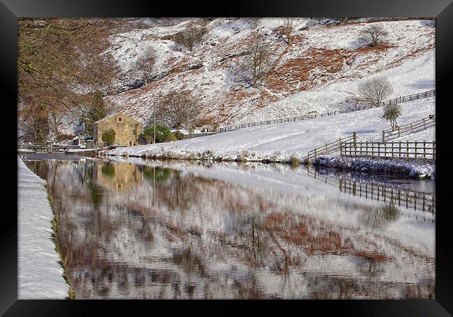 Winter on the canal at Summit. Framed Print by David Birchall