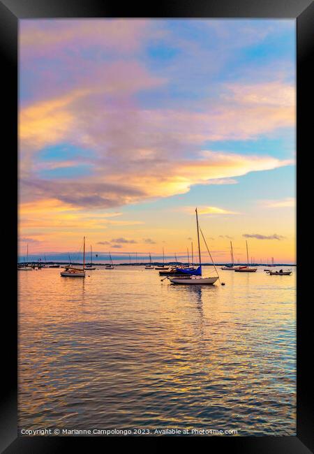 Sailboats at Twilight Framed Print by Marianne Campolongo