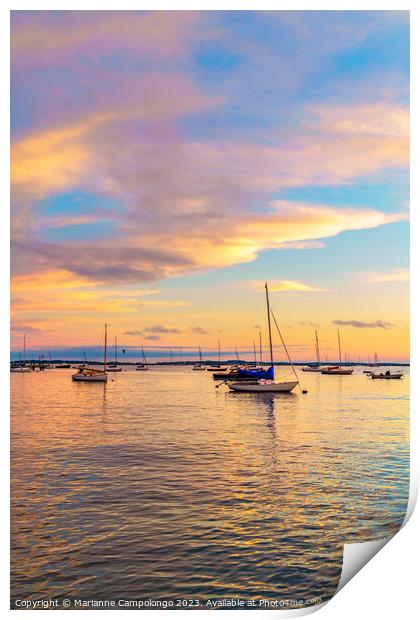 Sailboats at Twilight Print by Marianne Campolongo